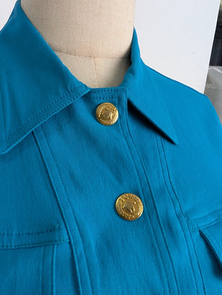 Vibrant Blue Stretched Denim Top