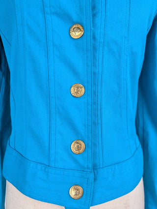 Vibrant Blue Stretched Denim Top