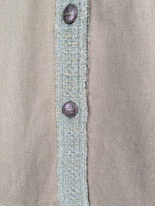 Khaki Green Tweed Patchwork Jacket
