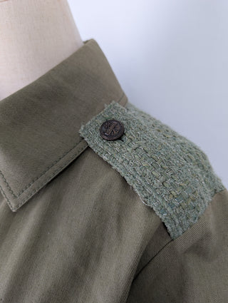 Khaki Green Tweed Patchwork Jacket