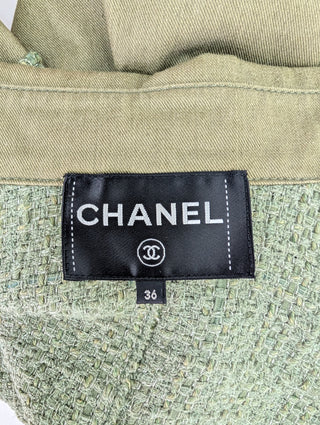 Khaki Green Tweed Patchwork Jacket