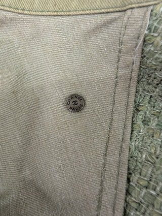 Khaki Green Tweed Patchwork Jacket