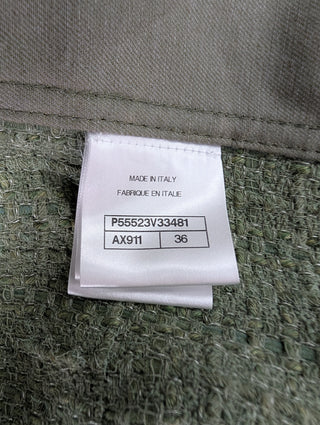 Khaki Green Tweed Patchwork Jacket