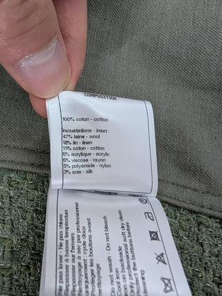 Khaki Green Tweed Patchwork Jacket