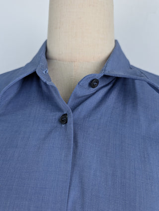 Blue Cotton Shirt with Wire Piped End