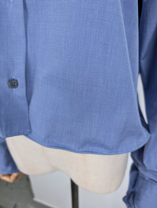 Blue Cotton Shirt with Wire Piped End