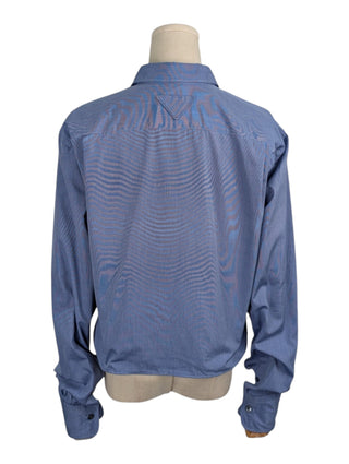 Blue Cotton Shirt with Wire Piped End