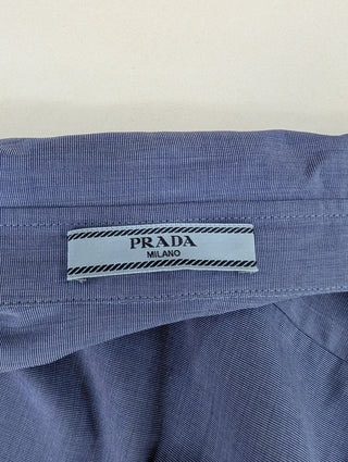 Blue Cotton Shirt with Wire Piped End