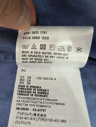 Blue Cotton Shirt with Wire Piped End