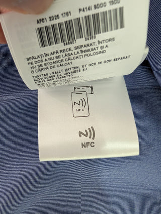 Blue Cotton Shirt with Wire Piped End