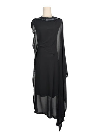 Black Sleeveless Dress with Sheer Layer in the Front