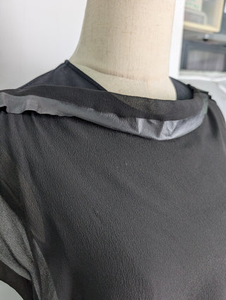 Black Sleeveless Dress with Sheer Layer in the Front
