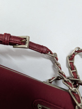 Burgundy Nylon Shoulder Bag
