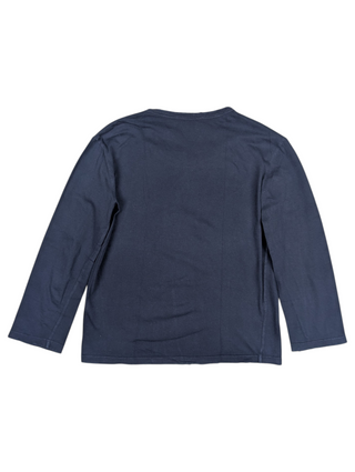 Navy Long Tee With Black Embellised Front Neckline
