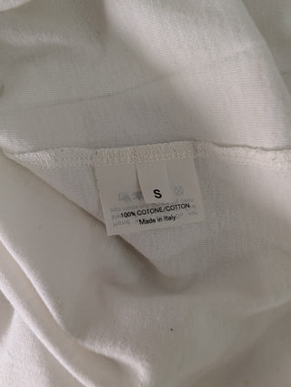White Tee With Black Flossed Velvety "YSL" Logo