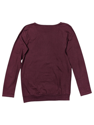 Burgundy Long Tee With Pleated Front Neckline