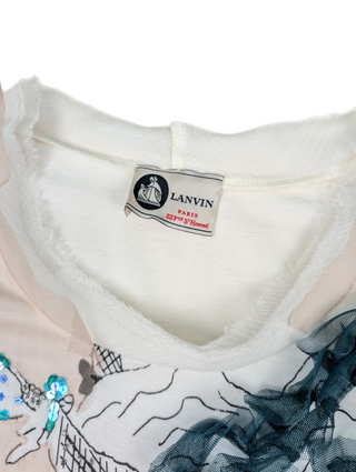 2009 Silk Tee With Flamingo Dancers Print