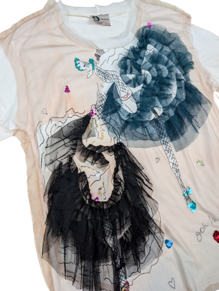 2009 Silk Tee With Flamingo Dancers Print