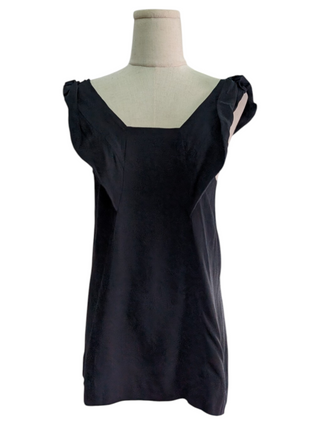 Black Sleeveless Top With Ruffles Shoulders