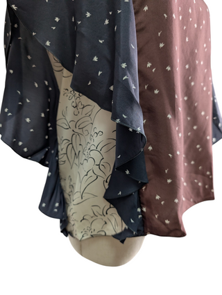 Printed Silk Sleeveless Top With Ruffles Detail