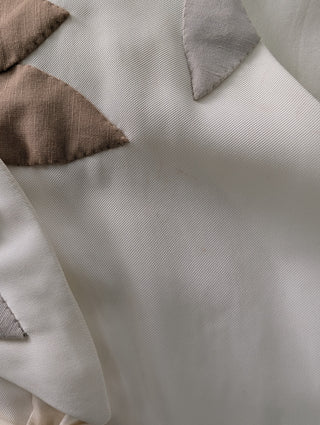 White Silk Cap-Sleeves Top With Embellishments