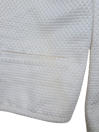 White Cotton Zip Up Cropped Jacket