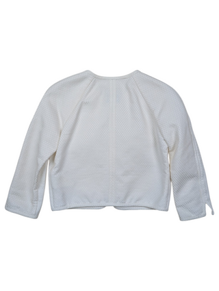 White Cotton Zip Up Cropped Jacket