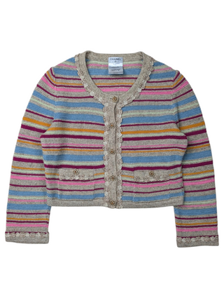 Multi Color Cropped Knit Cardigan