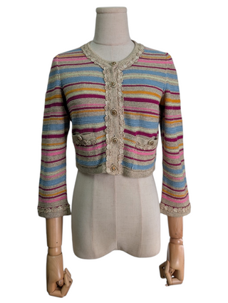 Multi Color Cropped Knit Cardigan