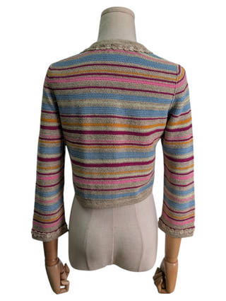 Multi Color Cropped Knit Cardigan
