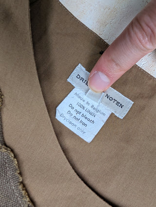 Olive Green Linen Top With Embroidery