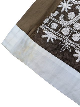 Olive Green Linen Top With Embroidery