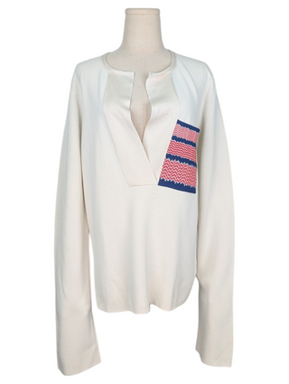 Beige Silk Top With Patch Pocket