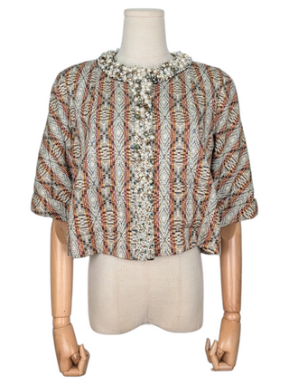 Earthtone Brocade Cropped Jacket