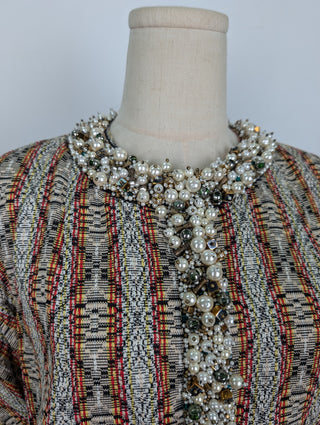 Earthtone Brocade Cropped Jacket