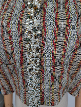 Earthtone Brocade Cropped Jacket