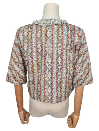 Earthtone Brocade Cropped Jacket