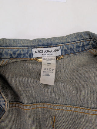 Blue Distressed Denim Open Jacket