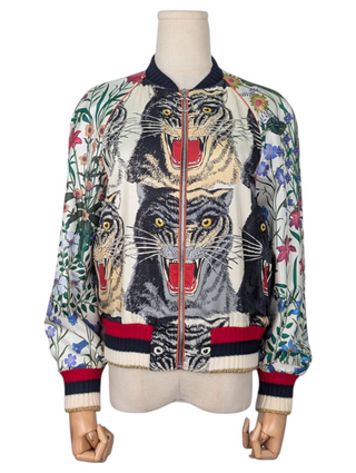 Animal And Floral Print Bomber Jacket