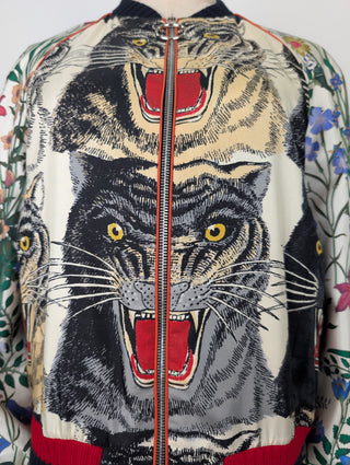 Animal And Floral Print Bomber Jacket
