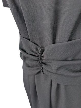 Black Short Sleeve Dress With Waist Ribbon