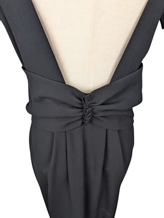 Black Short Sleeve Dress With Waist Ribbon