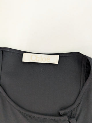 Black Silk Dress With Ruffle Bottom