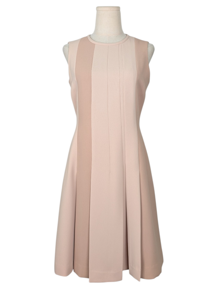 Beige Striped Sleeveless Dress