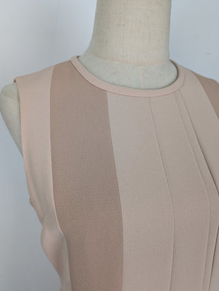 Beige Striped Sleeveless Dress