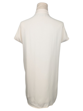 Black And Beige Button Up Silk Sleeveless Shirt