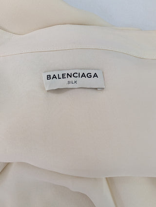 Black And Beige Button Up Silk Sleeveless Shirt