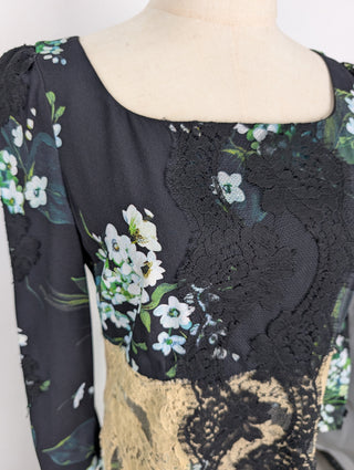 Black Dress With Colorful Floral Pattern