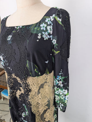Black Dress With Colorful Floral Pattern