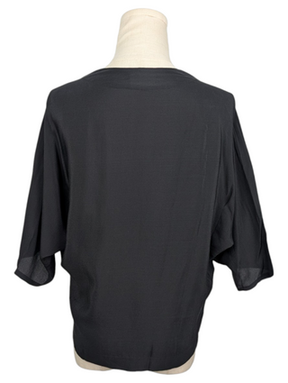 Black And Grey Deep V Top With Jewels